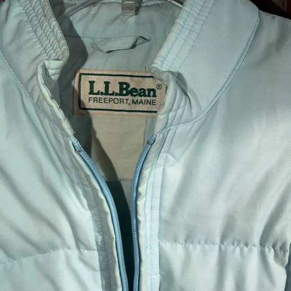 L.L. Bean Goose Down Long Duster Jacket Puffer Hoodie size L Women VINTAGE ll - Picture 3 of 5